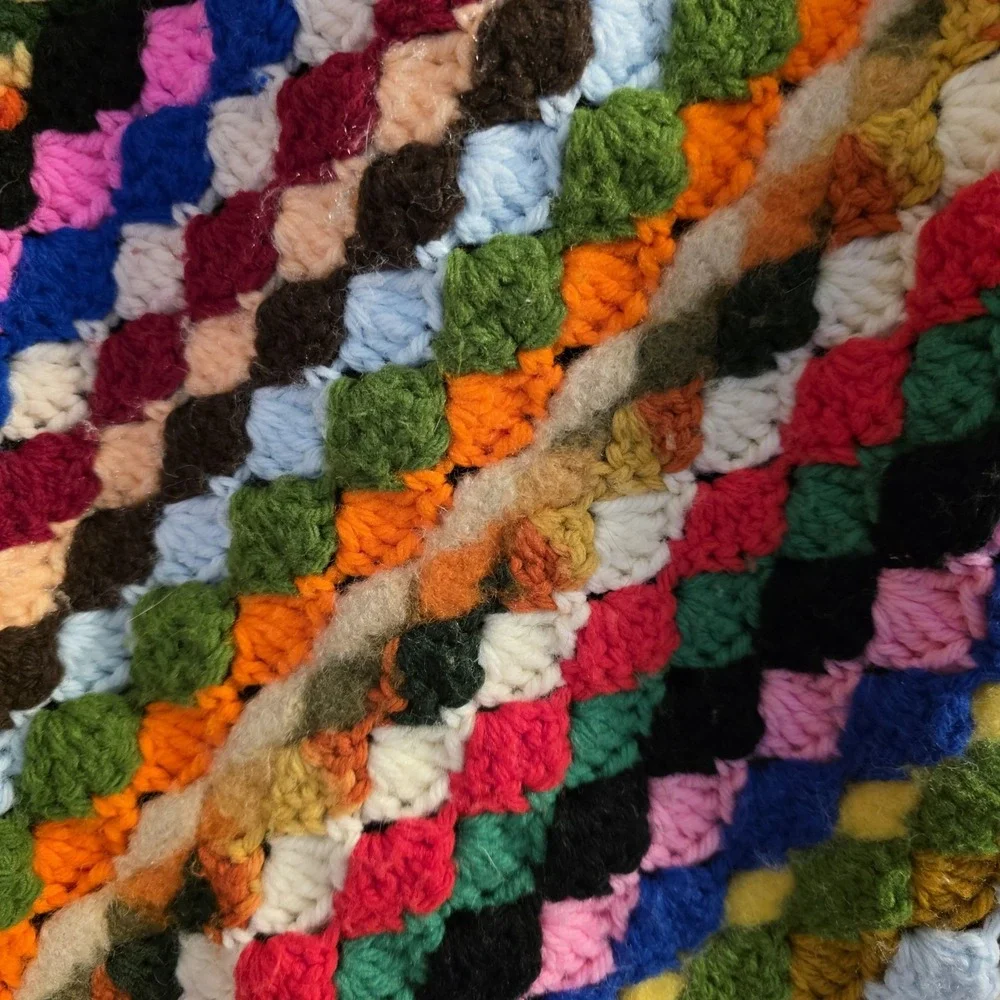 Grandma Afghan Throw‎ Vintage Handmade Blanket 44 X 52